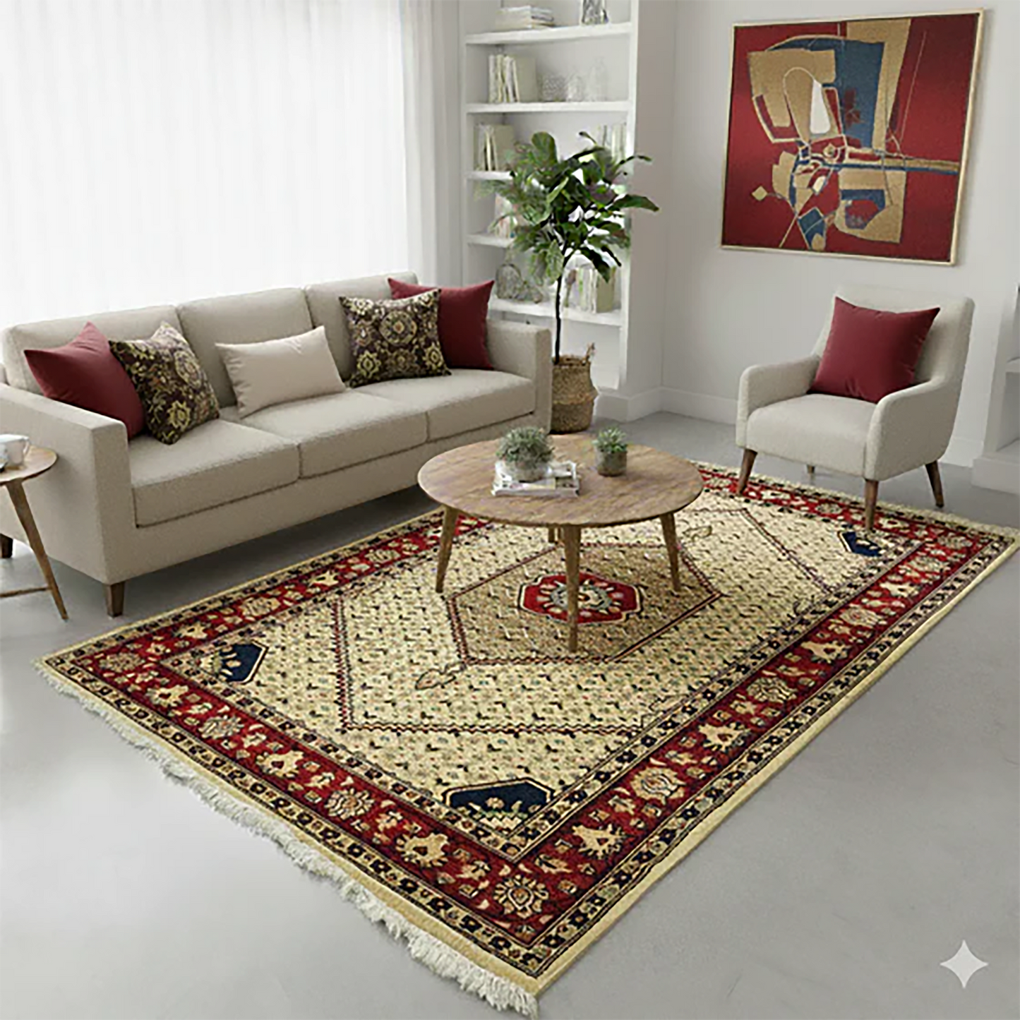 Persian Sennah Rug - 4 x 6 ft