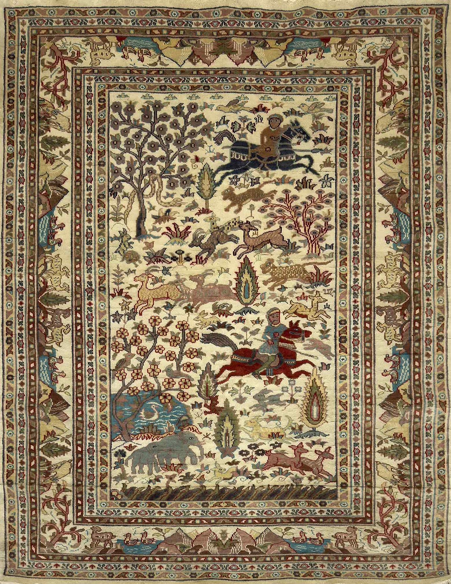 Mughal Hunting Rug - 4 x 6 ft