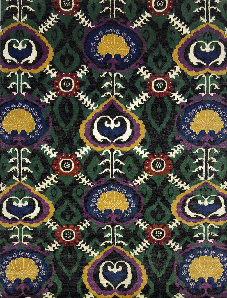 Modern Suzani Rug - 9 x 6 ft