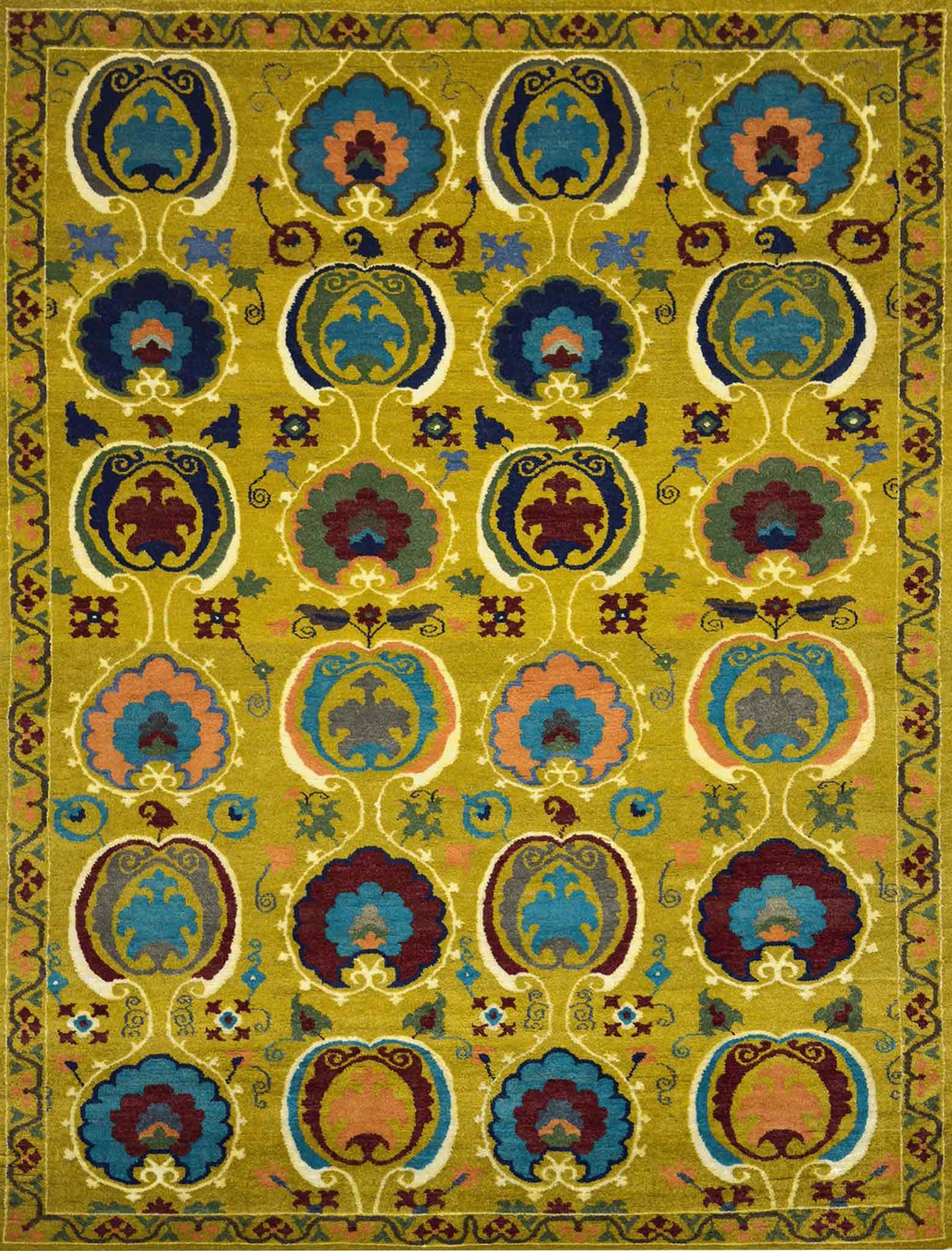 Modern Suzani Rug - 9 x 6 ft