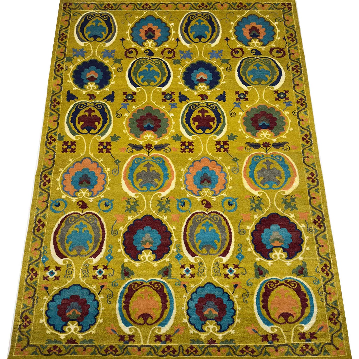 Modern Suzani Rug - 9 x 6 ft