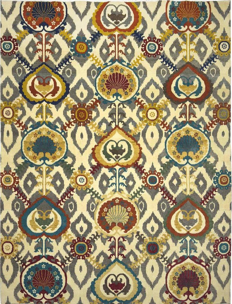 Modern Suzani Rug - 10 x 8 ft
