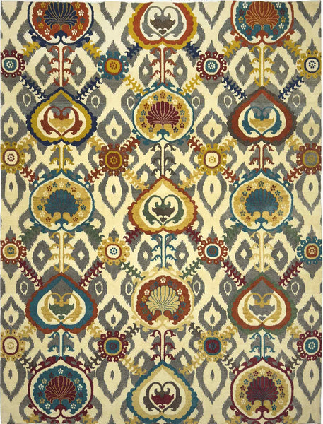 Modern Suzani Rug - 10 x 8 ft