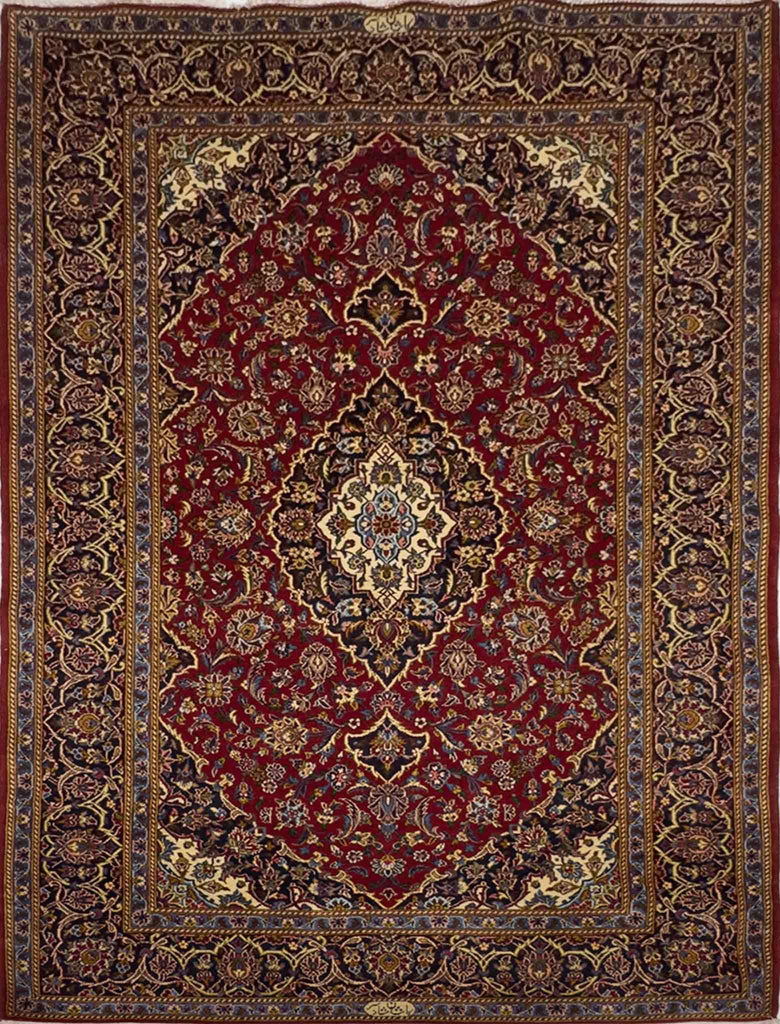 Kashan `Kurk Wool` Rug - 7 x 4.5 ft