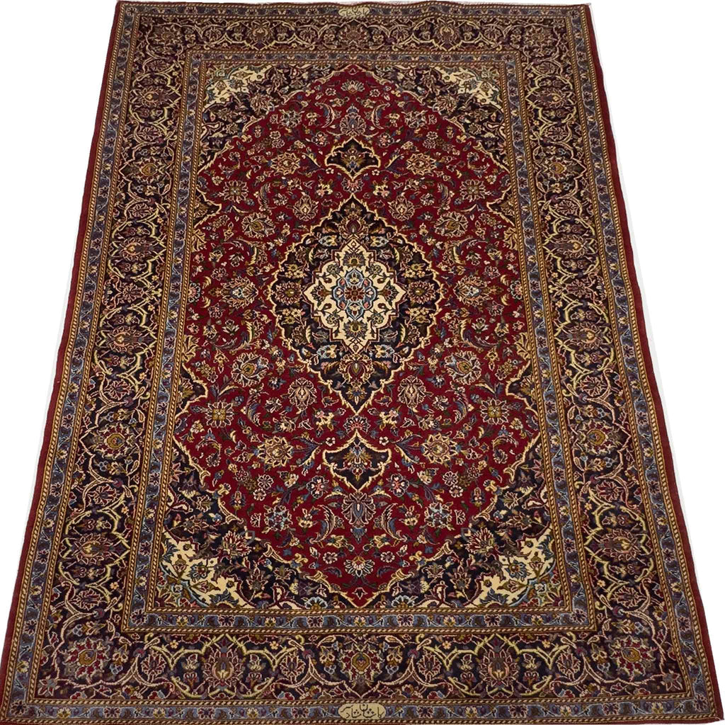 Kashan `Kurk Wool` Rug - 7 x 4.5 ft
