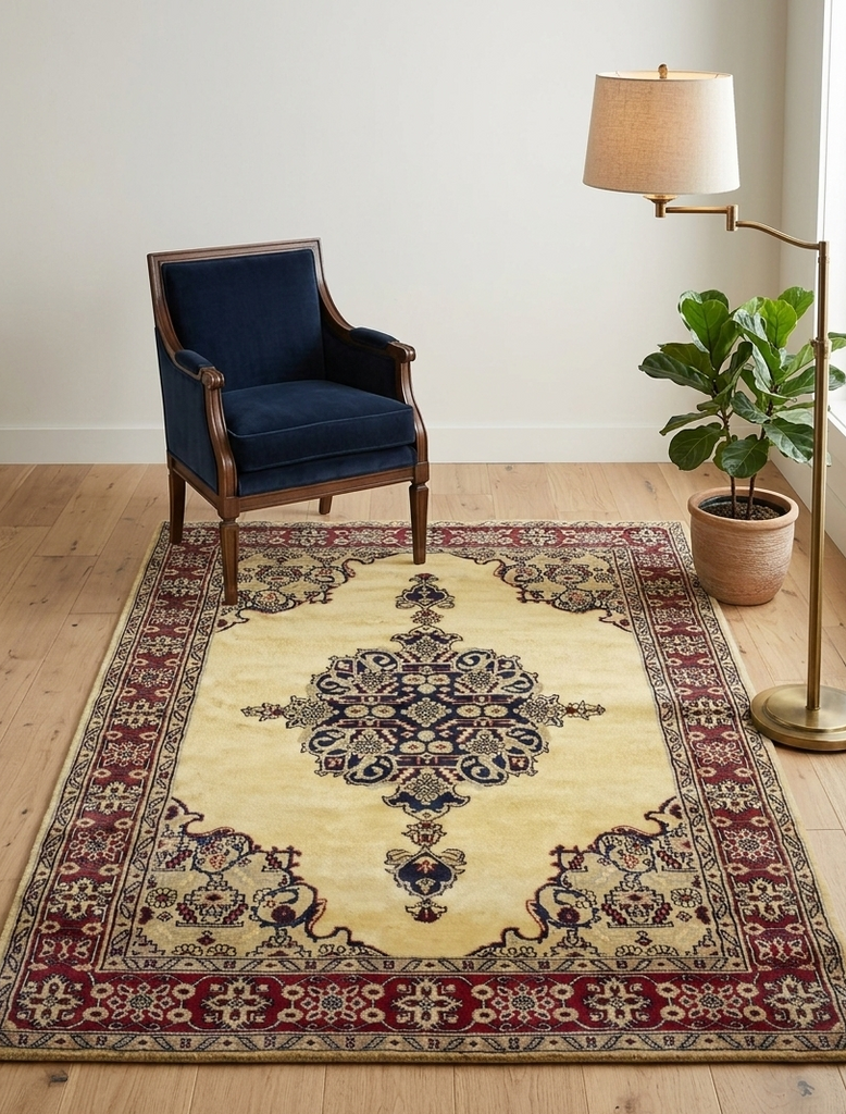 Kashan Medallion Rug - 4 x 6 ft