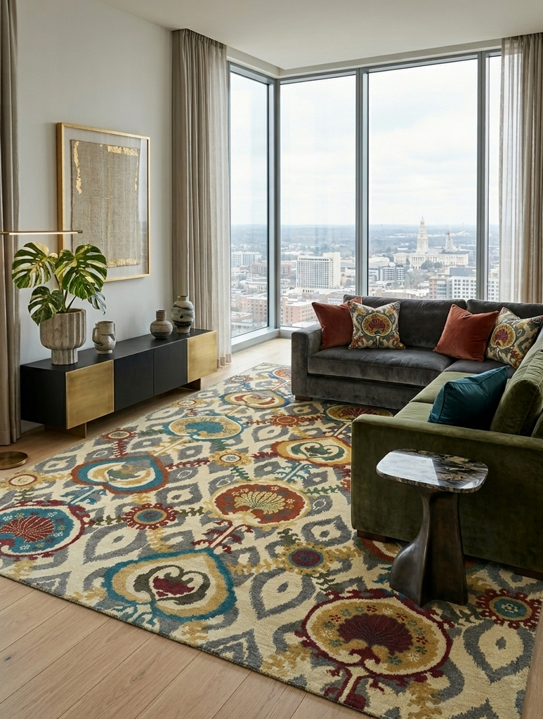 Modern Suzani Rug - 10 x 8 ft