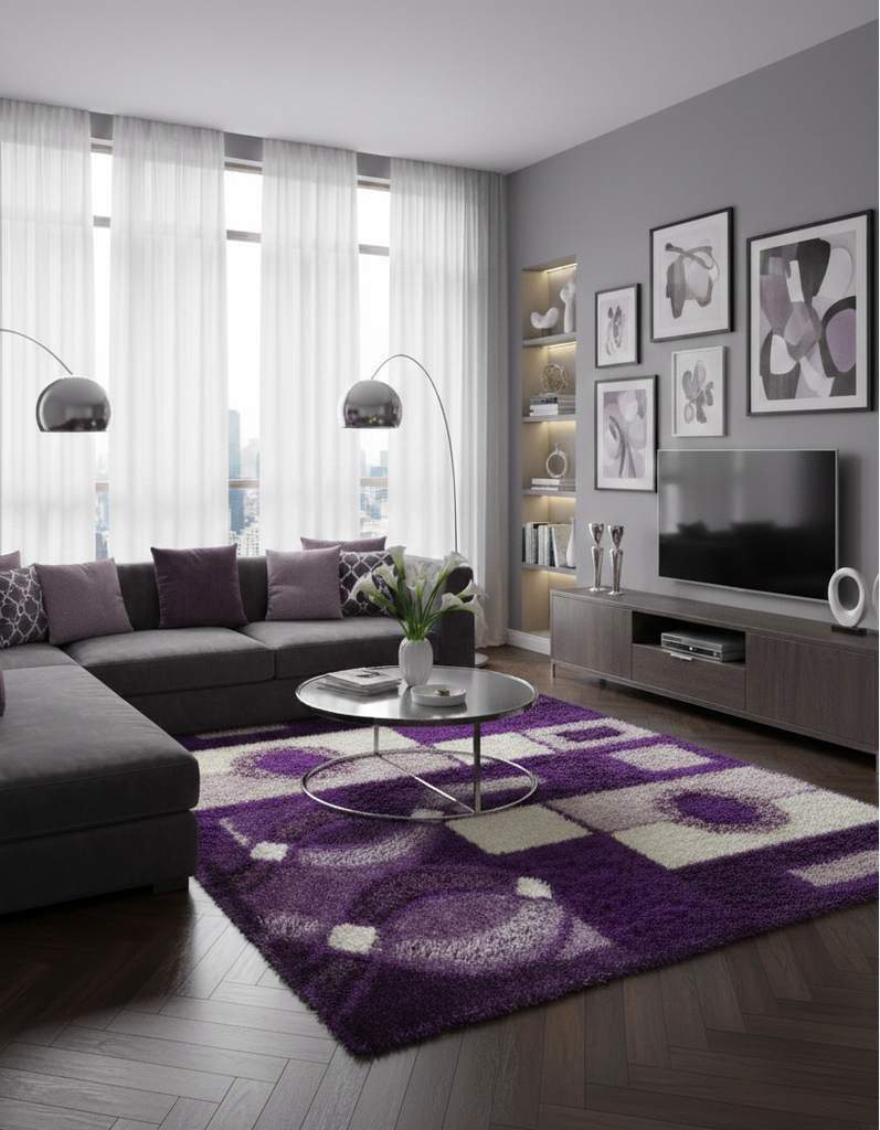 Modern Shaggy Rug - 5 x 7 ft