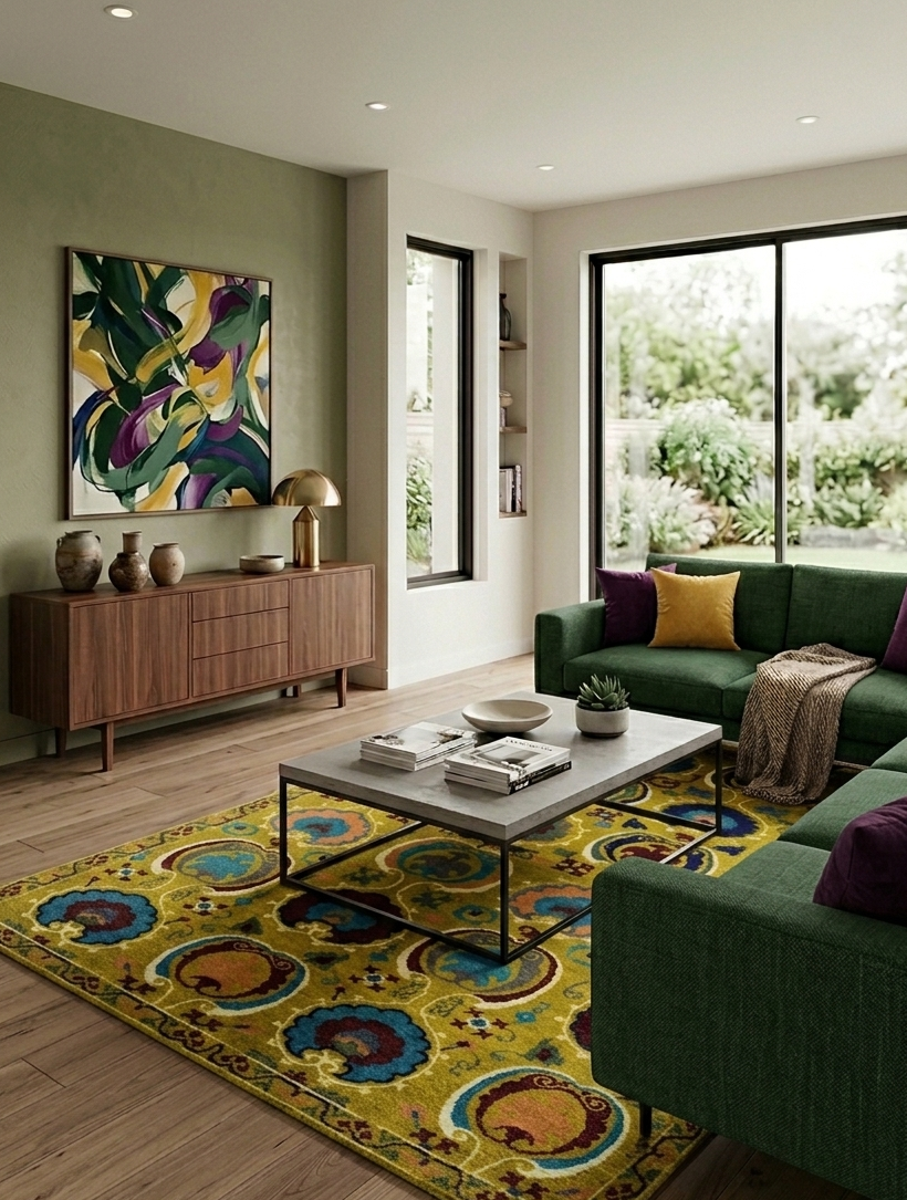 Modern Suzani Rug - 9 x 6 ft