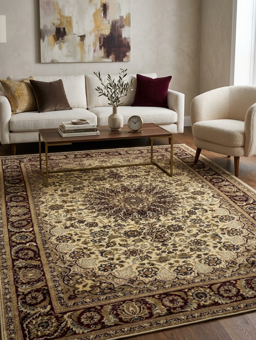 Kashan Medallion Rug - 4.5 x 7 ft