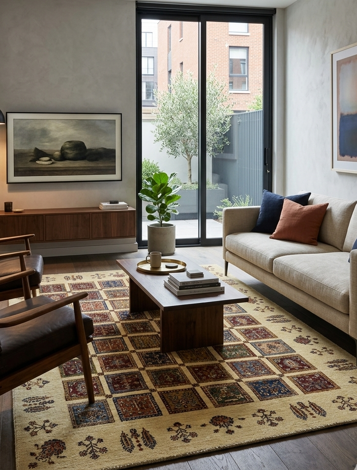 Modern Bakhtiari Rug - 6.5 x 9.5 ft