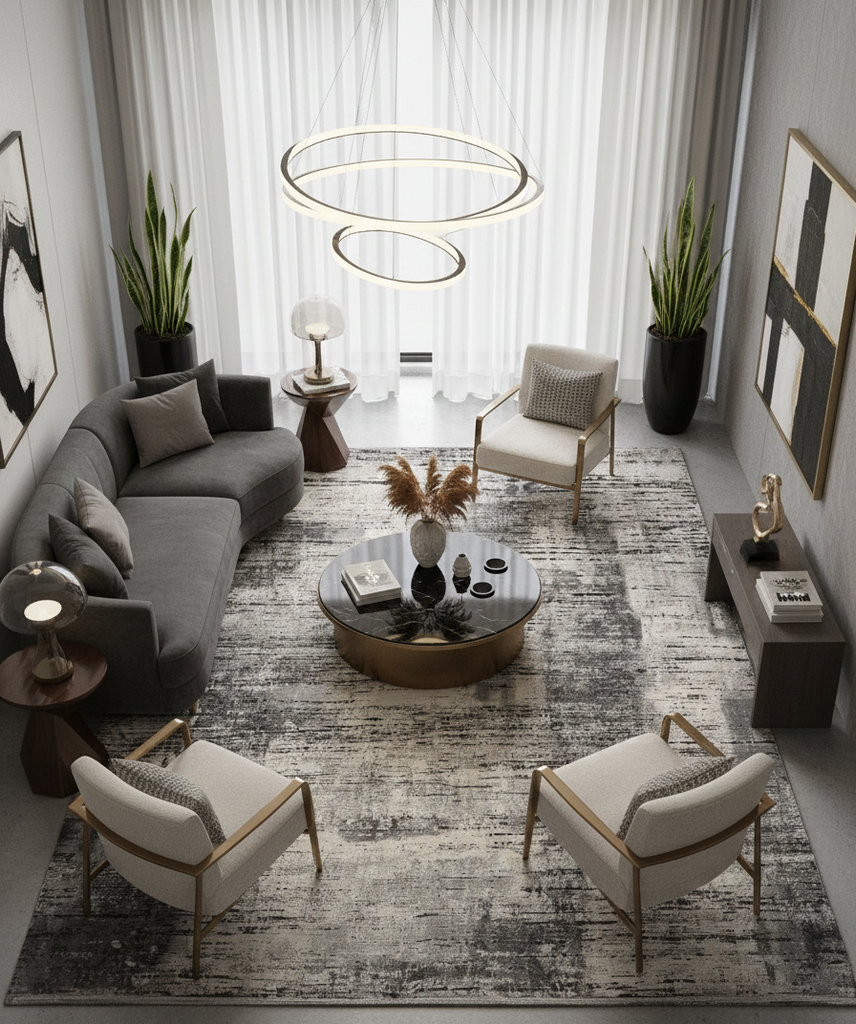 Modern Abstract Silk Rug - 7 x 10 ft