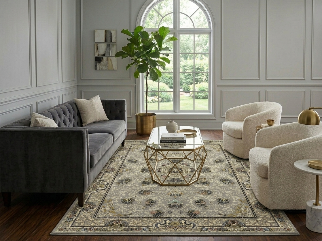 Modern Floral Rug - 3 x 5 ft