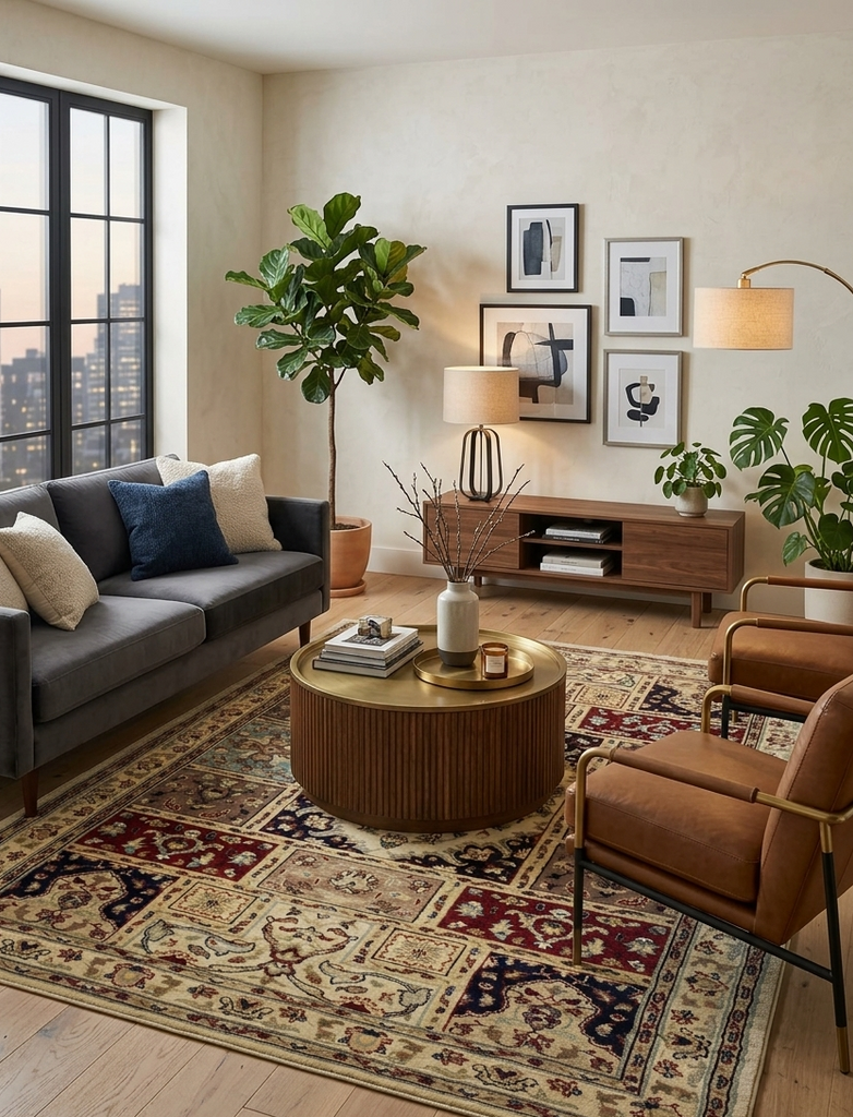 Modern Bakhtiari Rug - 4 x 6 ft