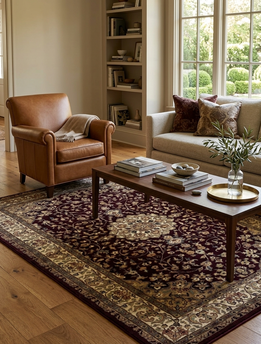 Kashan Floral Rug - 5 x 8 ft