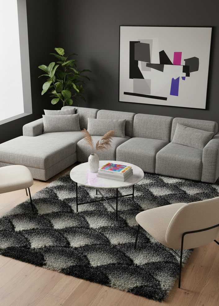 Modern Shaggy Rug - 3 x 5 ft