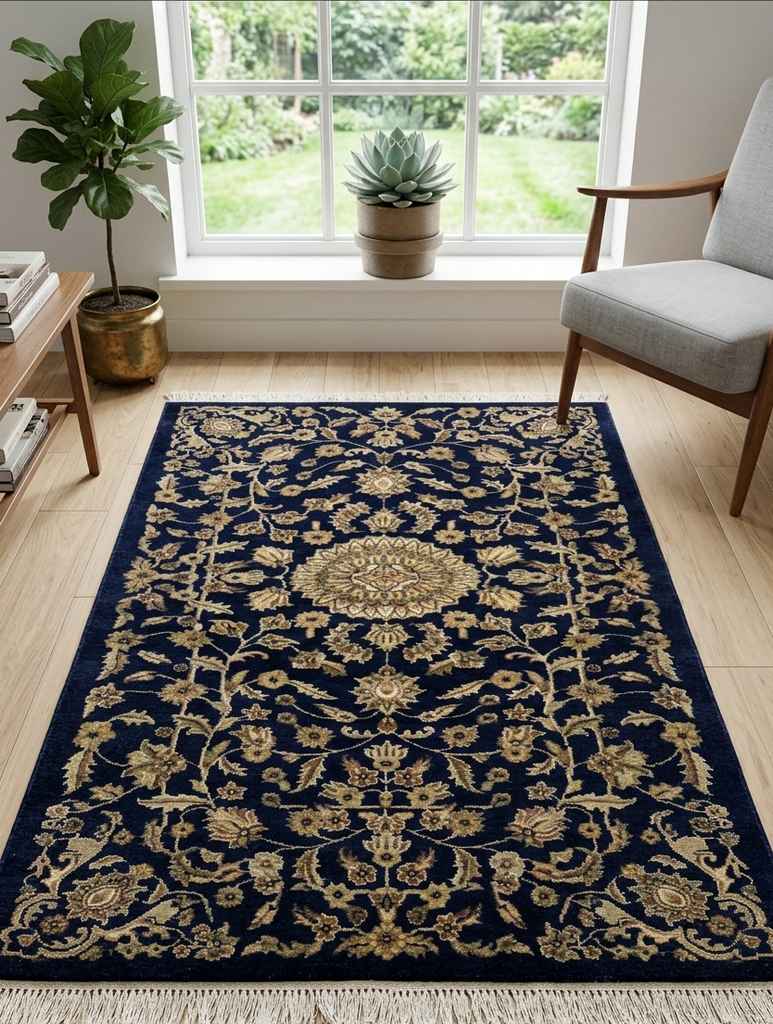 Kashan Floral Rug - 3 x 5 ft