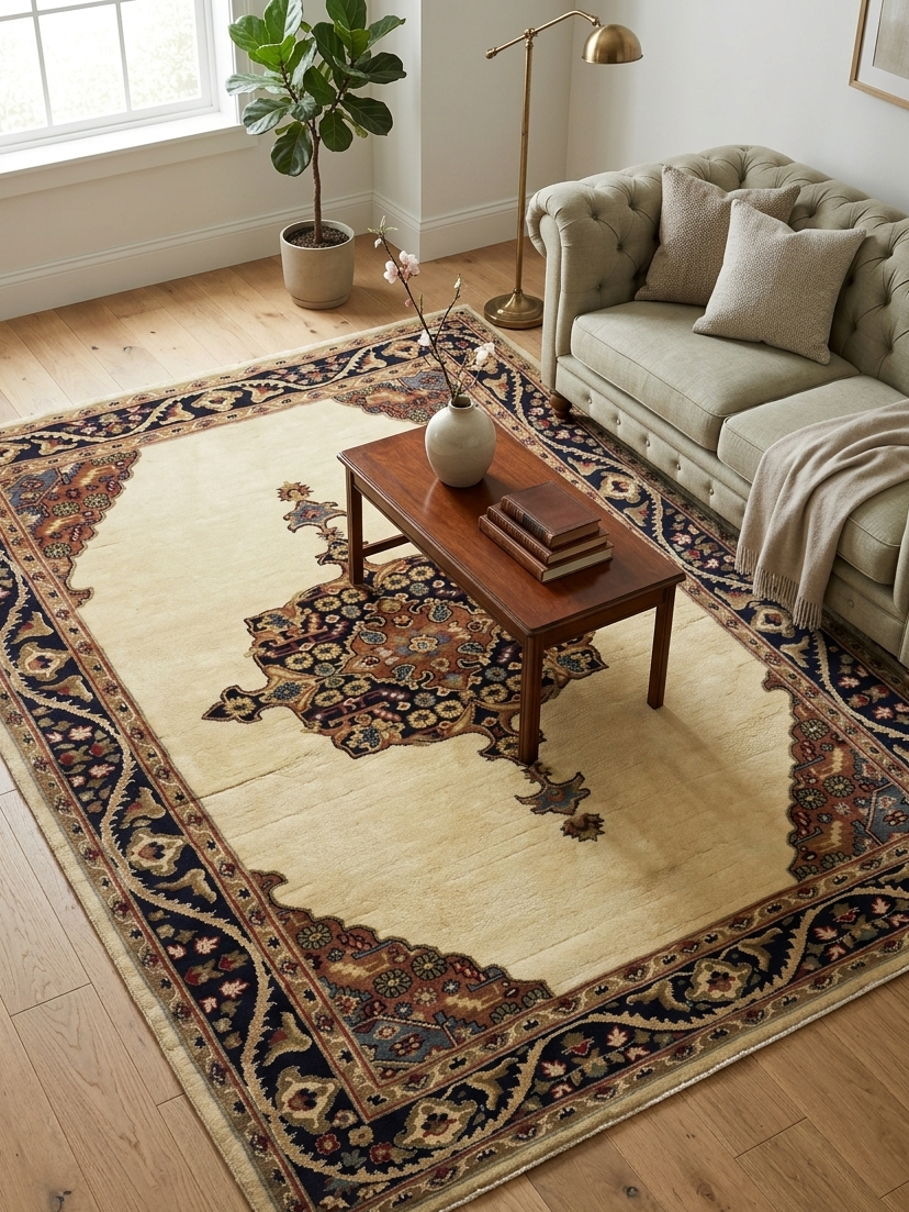 Kashan Medallion Rug - 4 x 6 ft