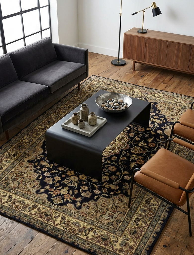 Kashan Floral Rug - 4 x 6 ft