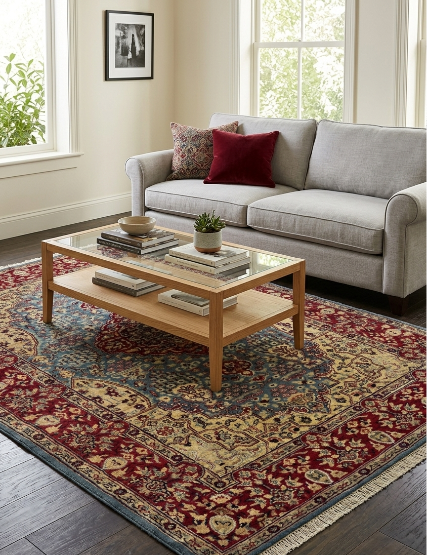 Kashan `Waaz` Rug - 4.5 x 6.5 ft