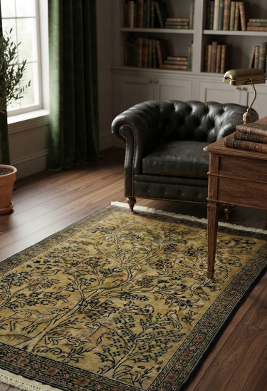 Qum 'Tree of Life Rug' - 2.5 x 2 ft